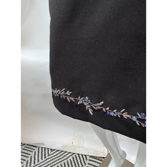 Gap Womens Black Embroidered Hem Midi Skirt Size 6 Polyester Rayon Spandex - Picture 15 of 16